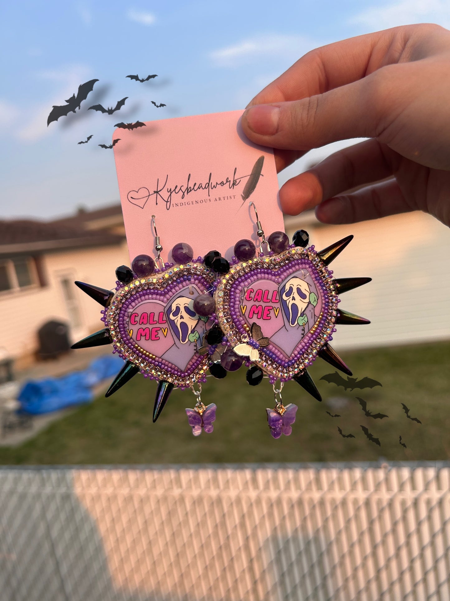 Scream Amethyst Butterly Earrings