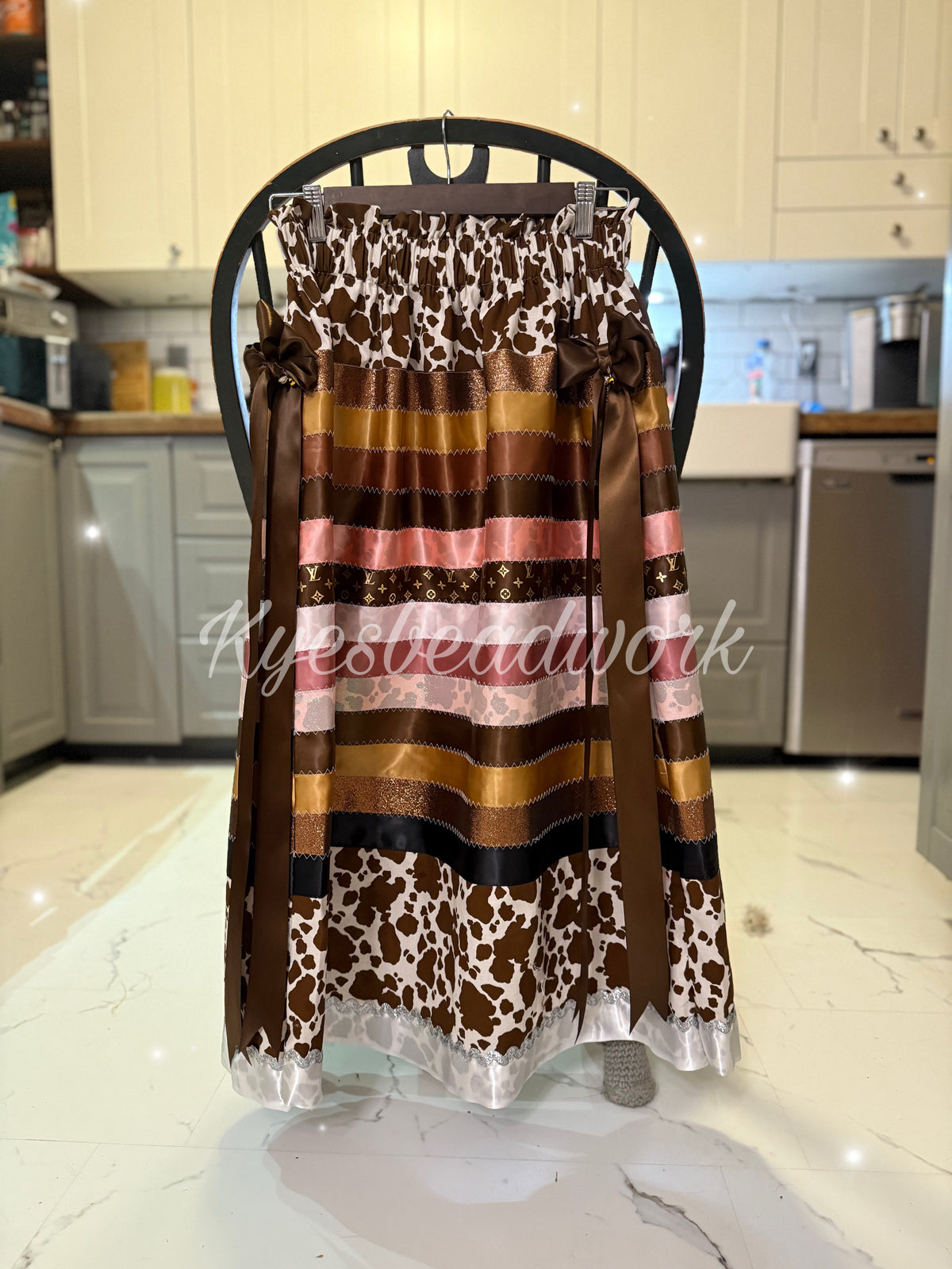 Cow Print Ribbon Skirt