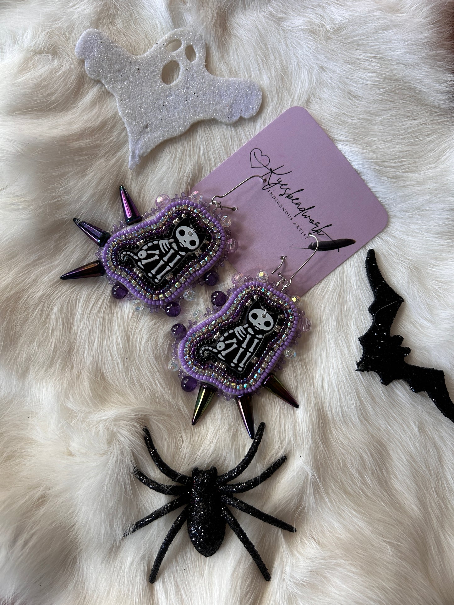 Skeleton Kitty Spiked Earrings