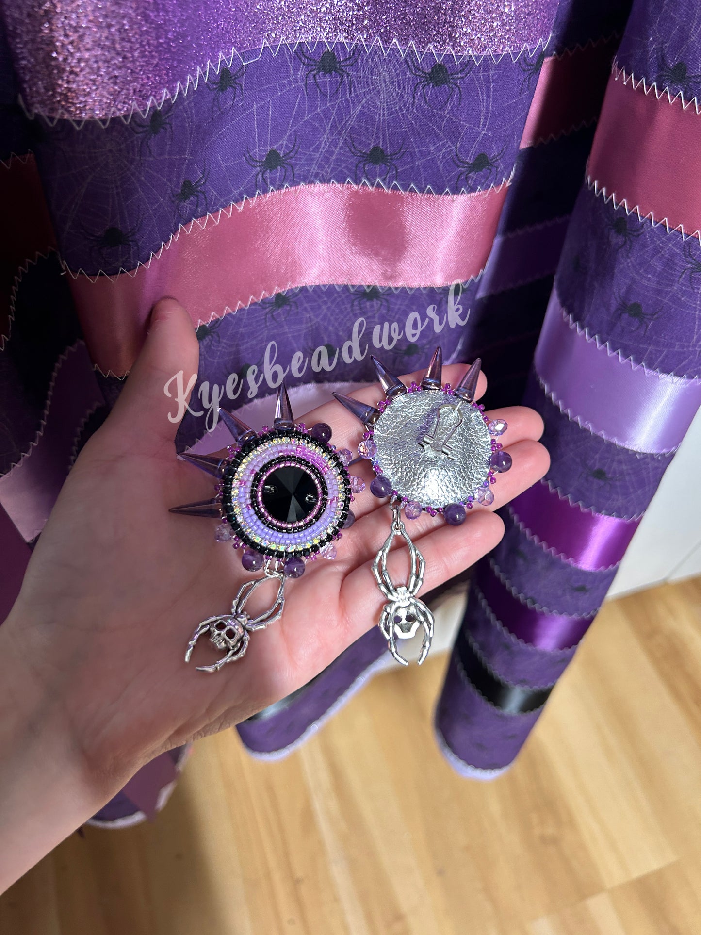 Purple Ribbon Skirt & Spider Earring Set 🕷️🕸️💜