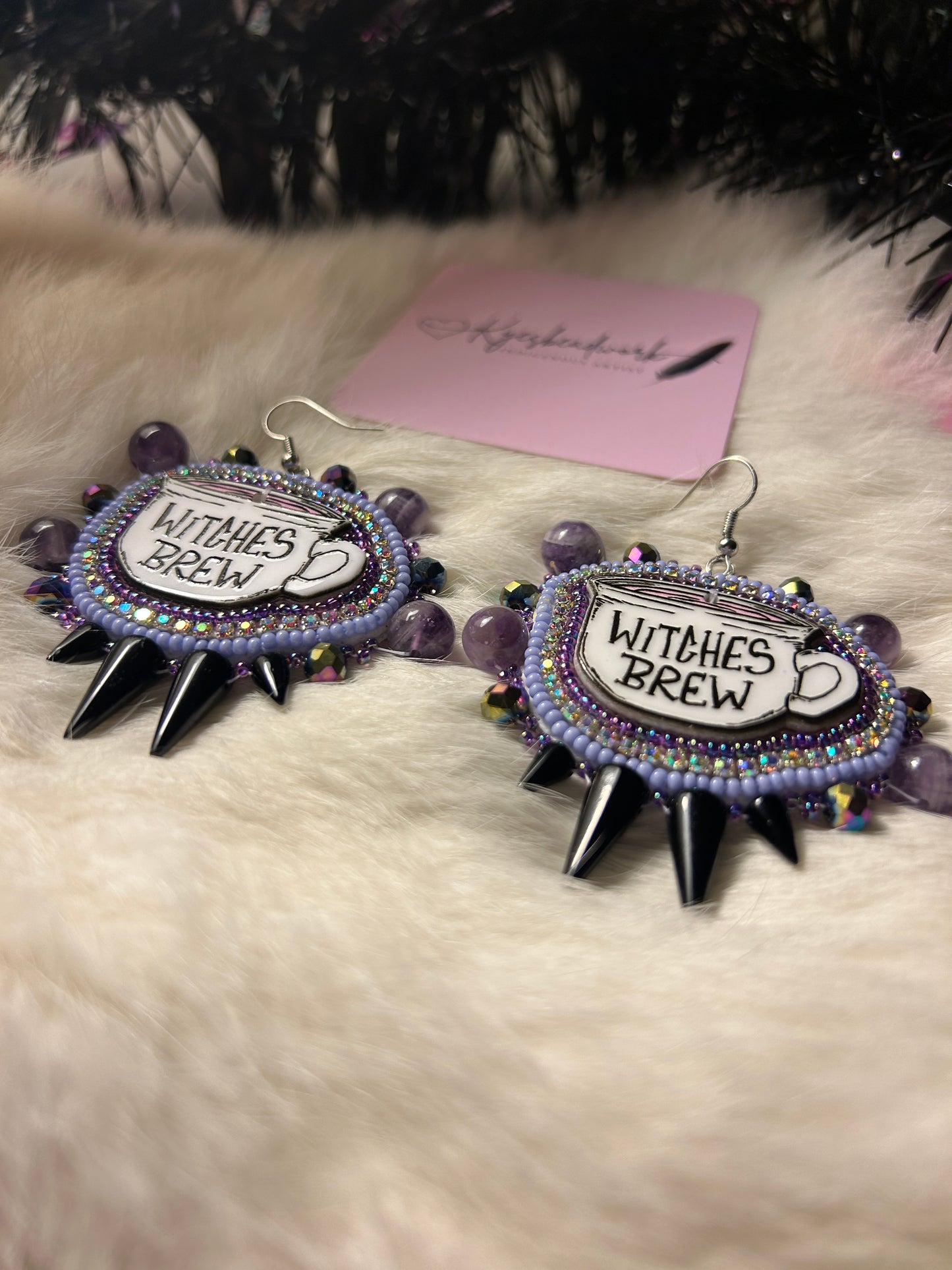 Witches Brew Purple Spiked Earrings - Preorder