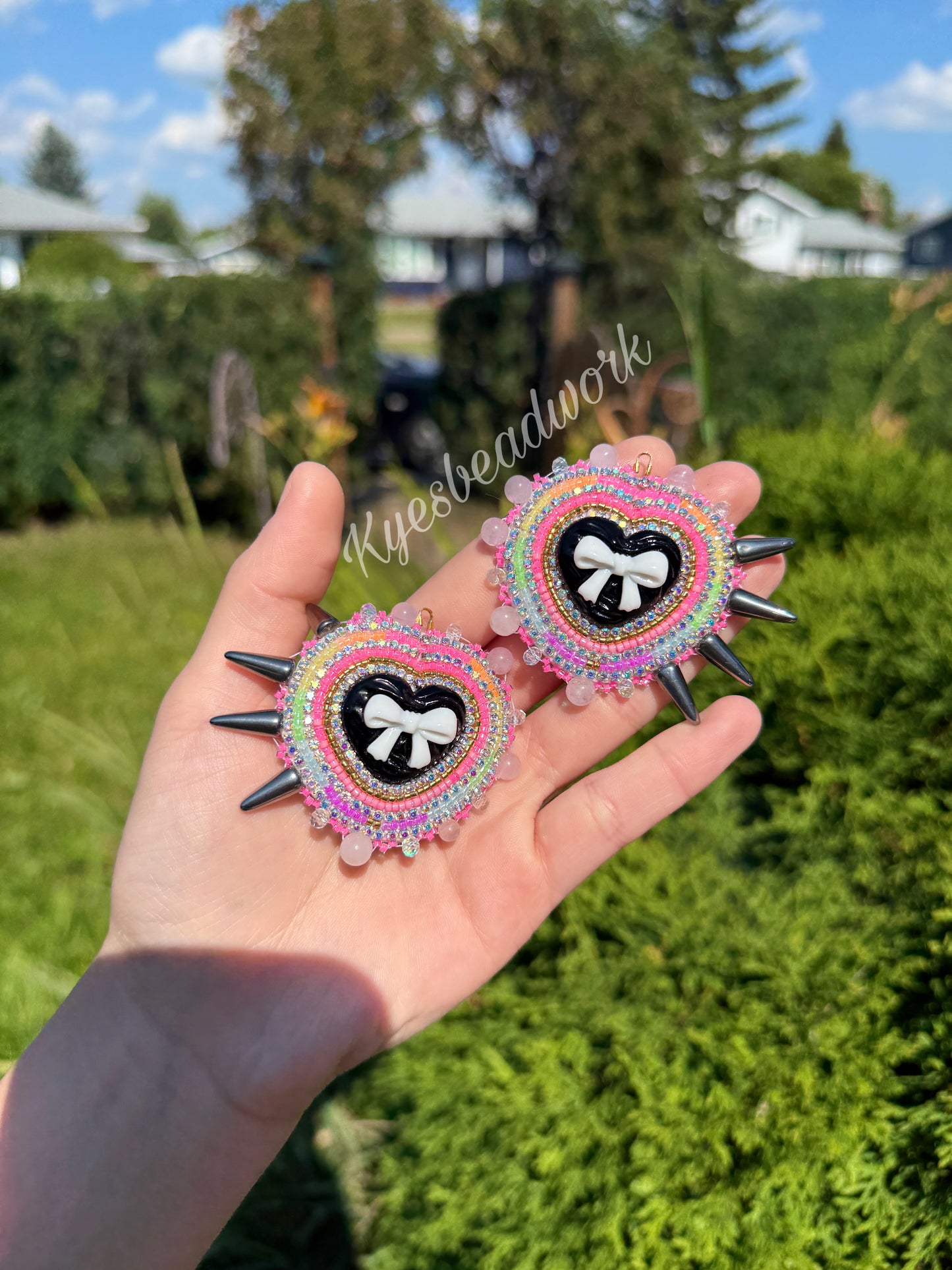 Rainbow Pastel Heart Beaded Earrings
