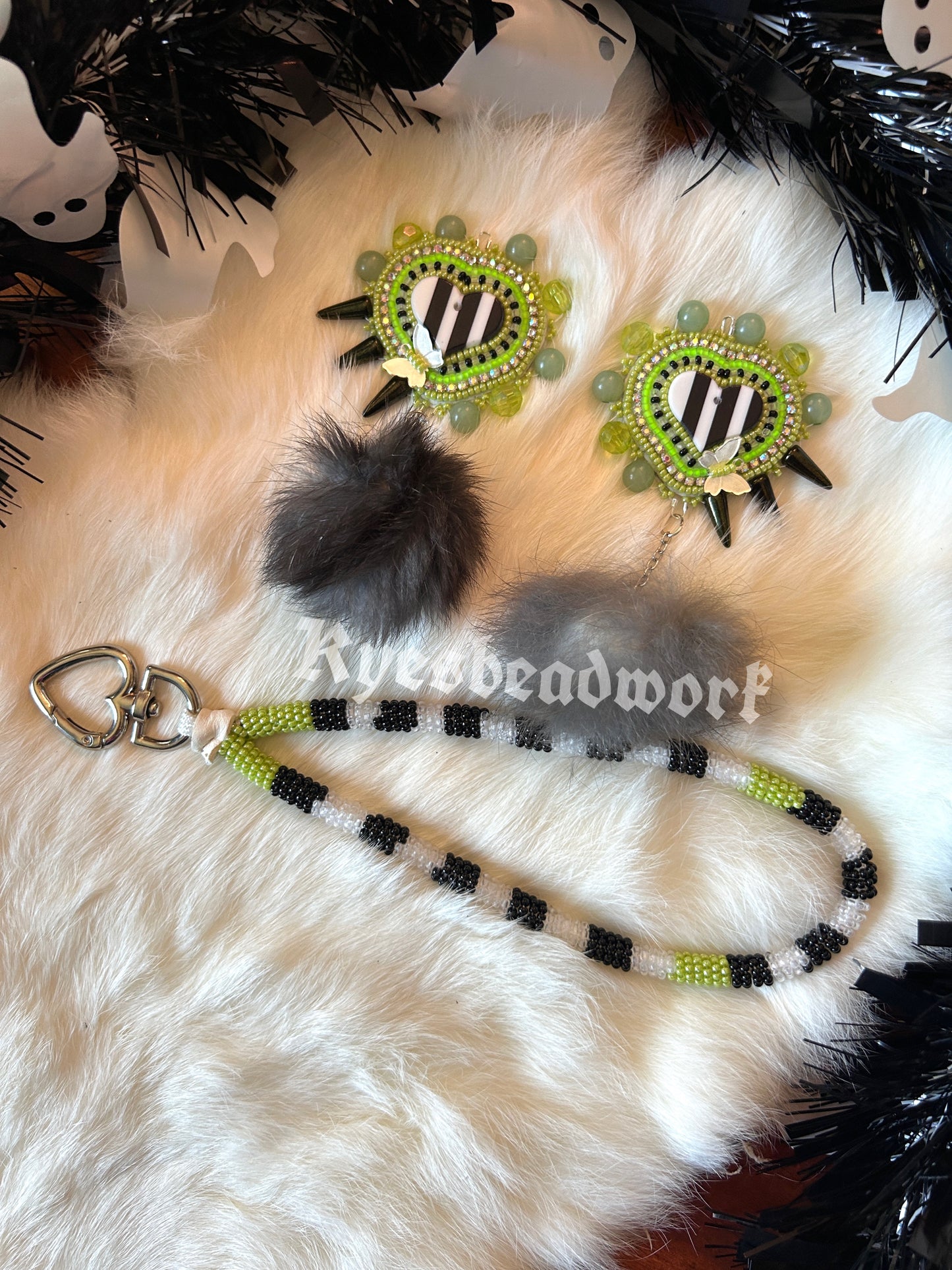 Beetle Juice Earring & Lanyard Set