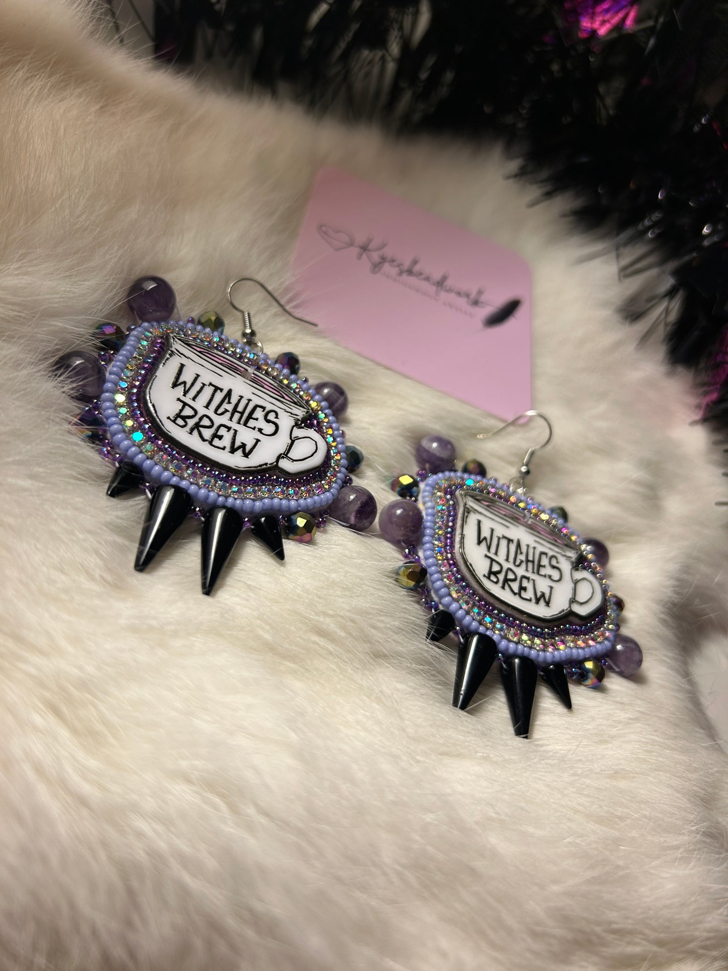 Witches Brew Purple Spiked Earrings - Preorder