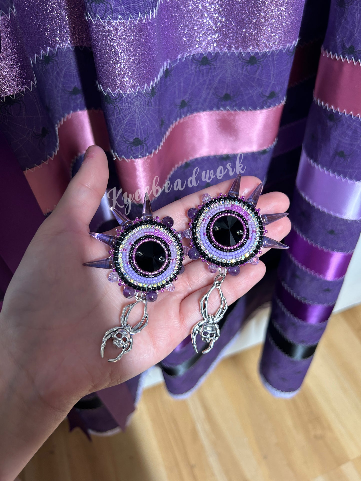 Purple Ribbon Skirt & Spider Earring Set 🕷️🕸️💜