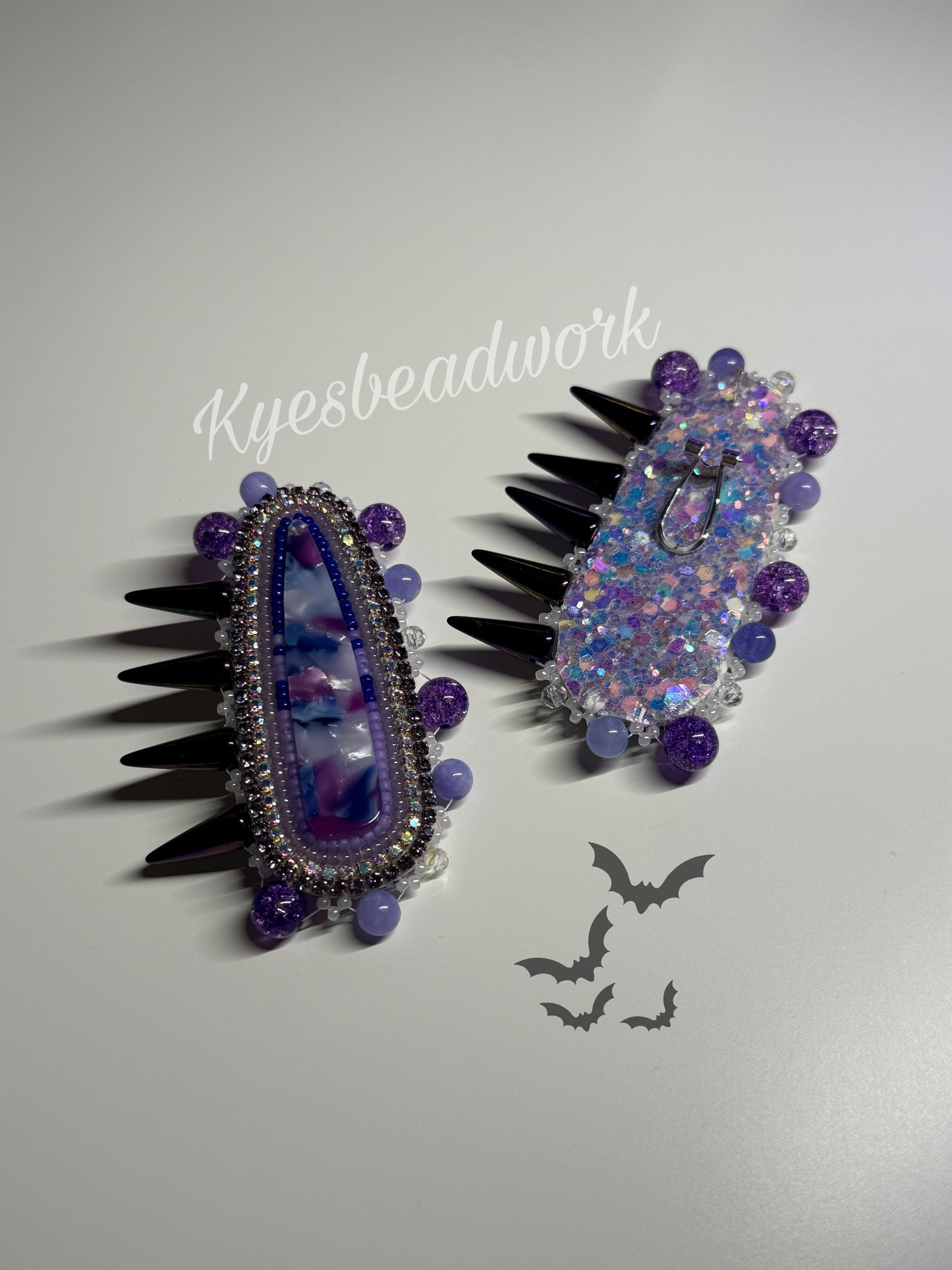 Purple Marble Spiked Earrings