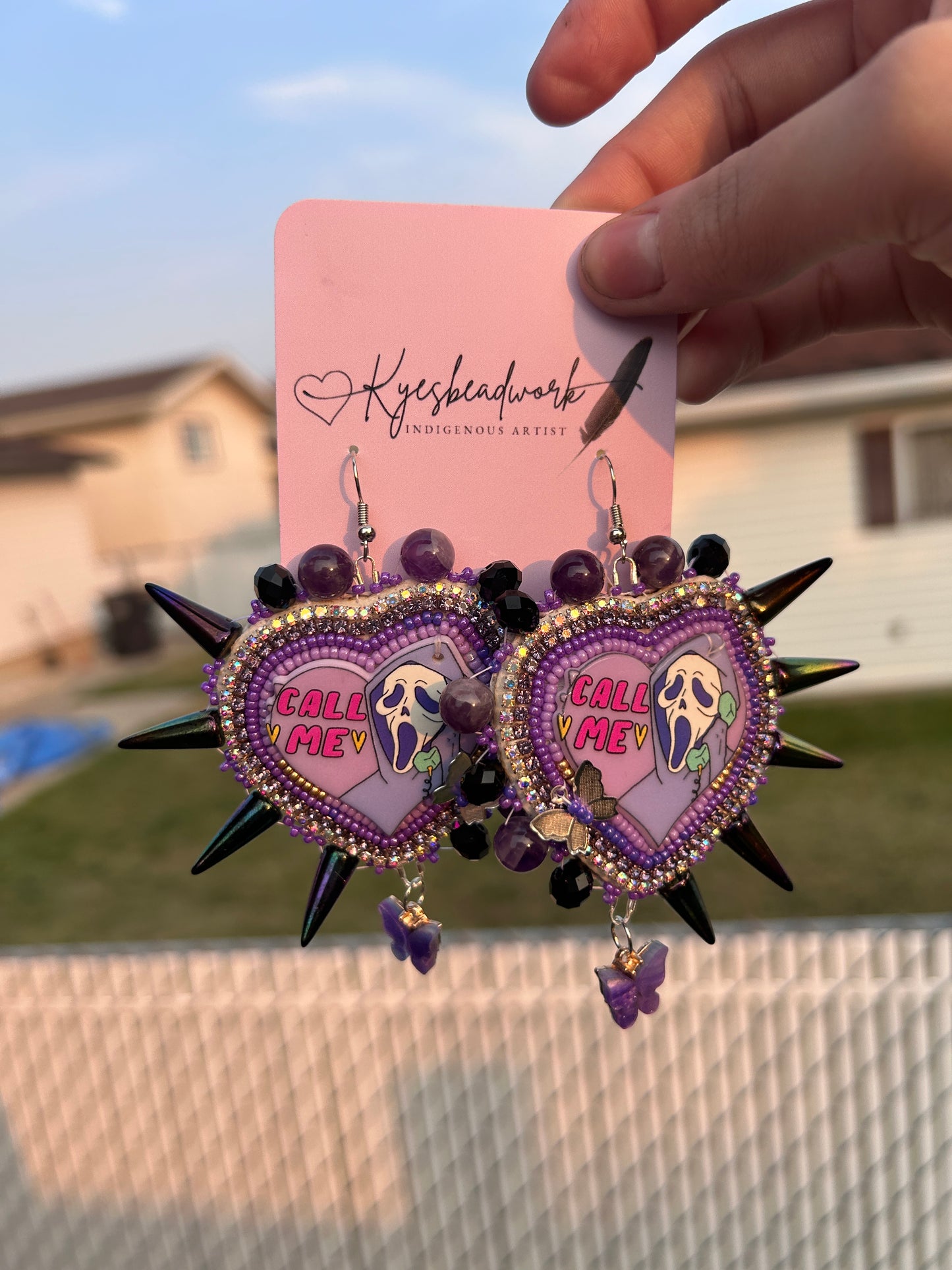 Scream Amethyst Butterly Earrings