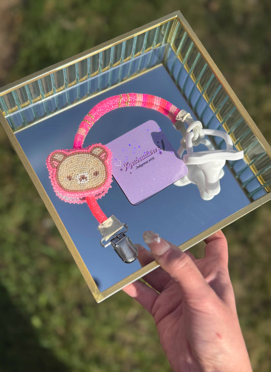 Handmade Beaded Korilakkuma Pacifier Clip