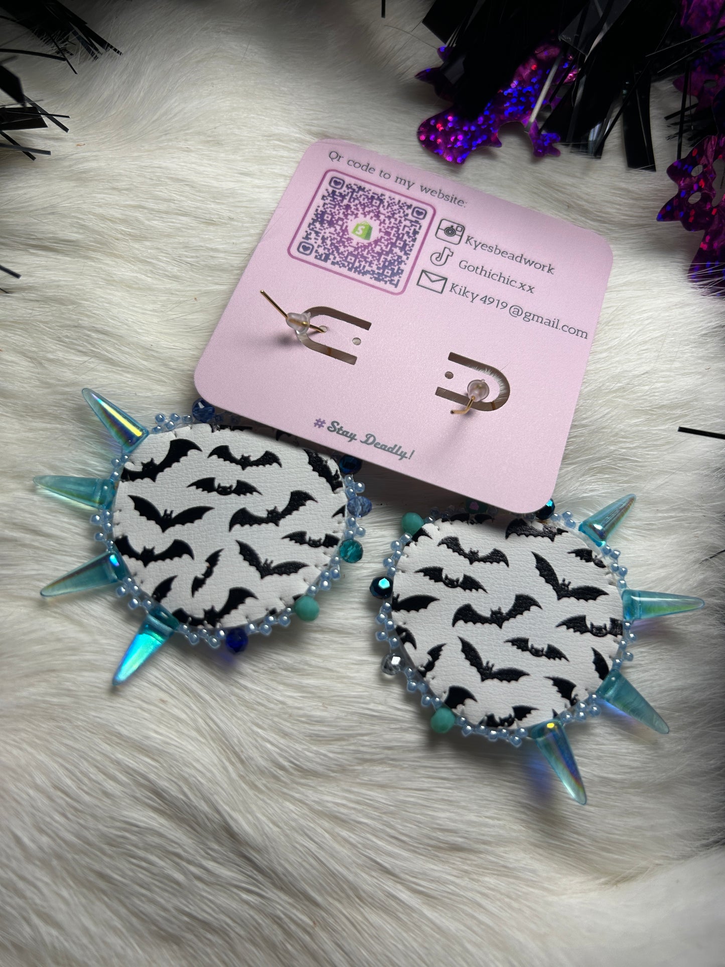 Blue Spiked Heart Earrings