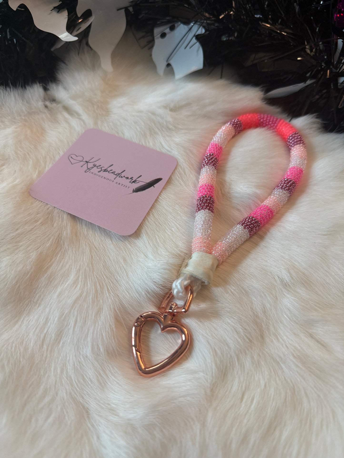 Pink Beaded Lanyard 💗