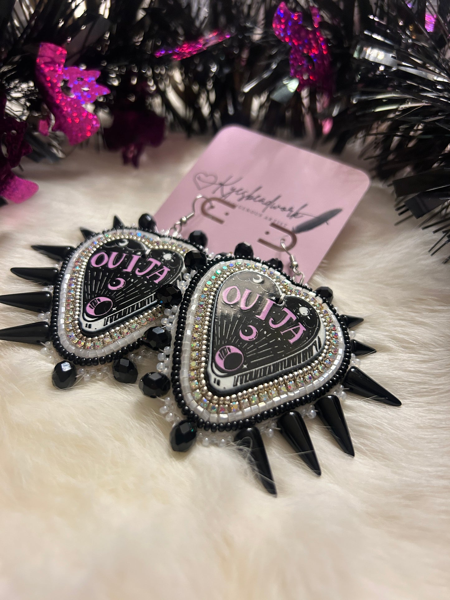 Purple and Black spiked Ouija Earrings