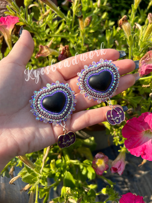 Purple pumpkin earrings