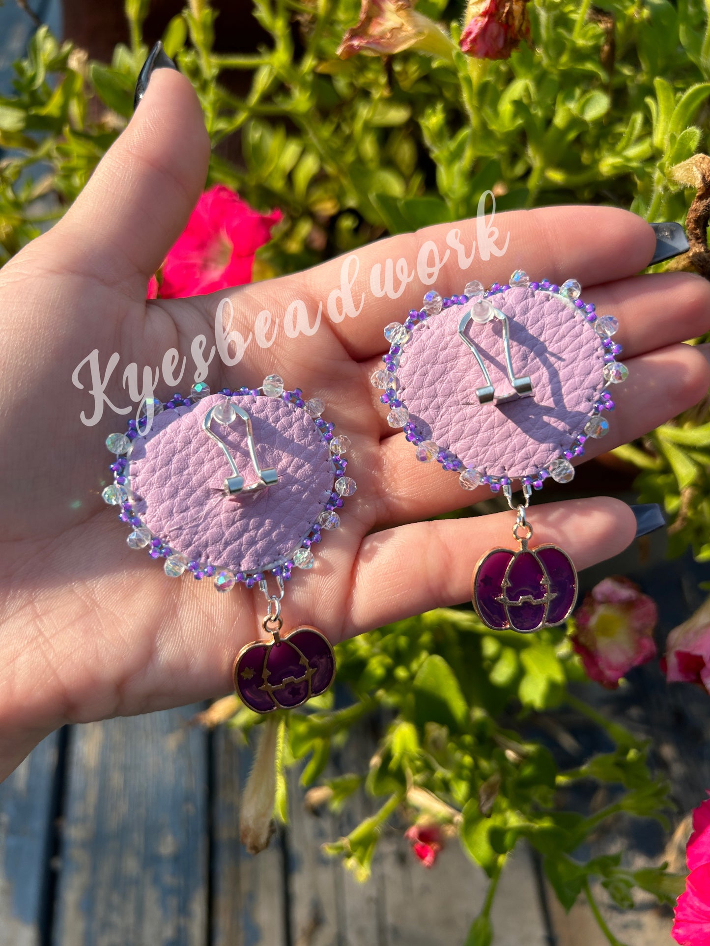 Purple pumpkin earrings