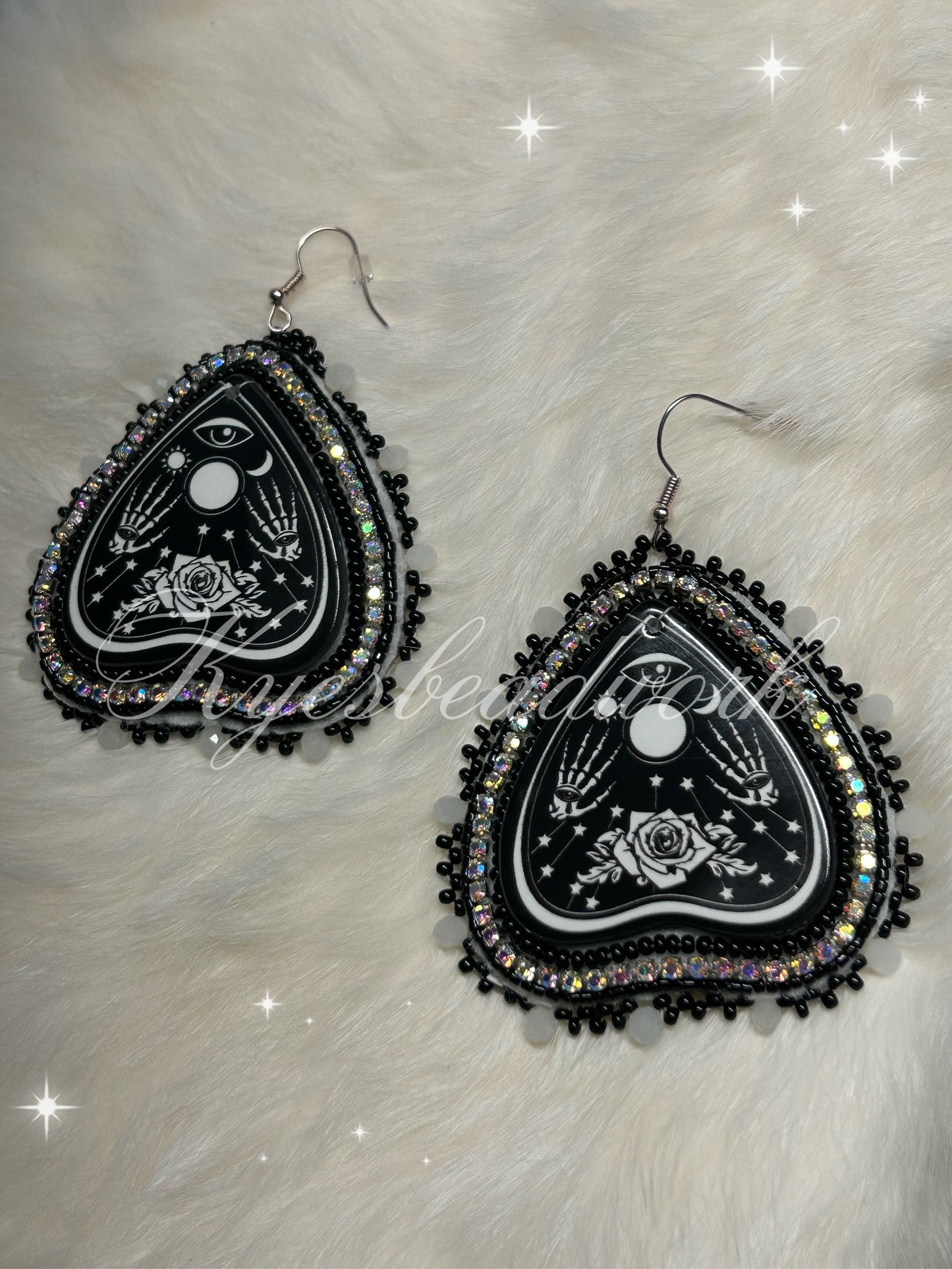 Goth Planchette Beaded Earrings