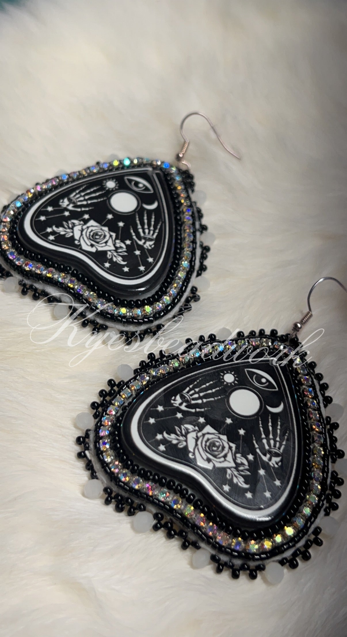 Goth Planchette Beaded Earrings