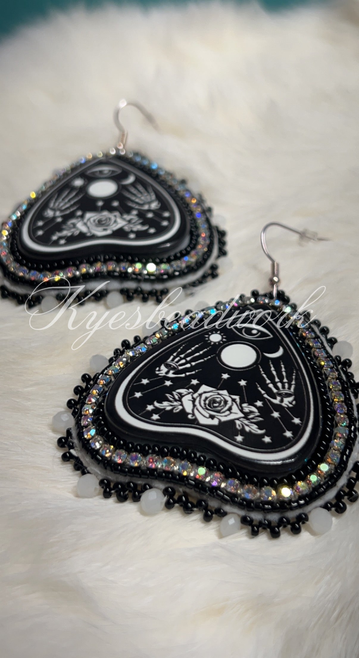 Goth Planchette Beaded Earrings